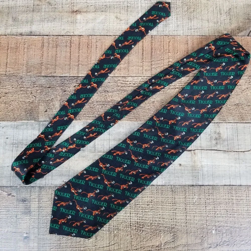 Disney Tigger Men's Necktie Black Winnie Pooh Made in Korea